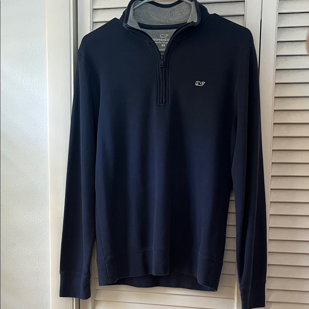 Vineyard Vines Men's Dark Blue Zip-Up Sweater Pima cotton